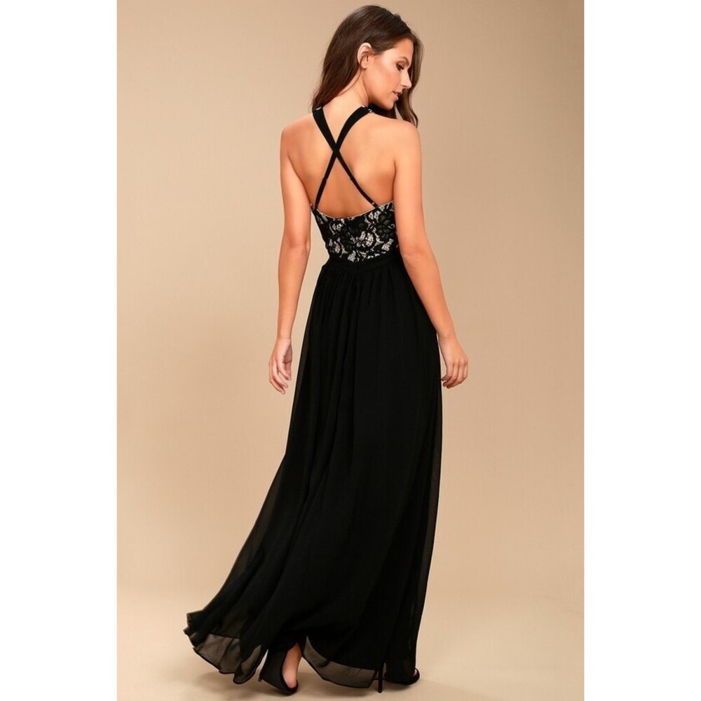 Unforgettable Evening Black Lace Maxi Dress